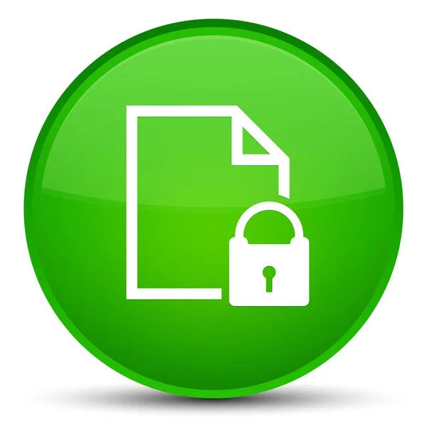 Secure document icon special green round button — Stock Photo, Image