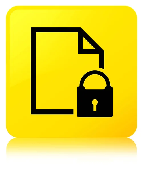 Secure document icon yellow square button — Stock Photo, Image