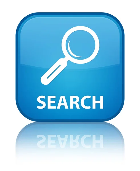 Search special cyan blue square button — Stock Photo, Image