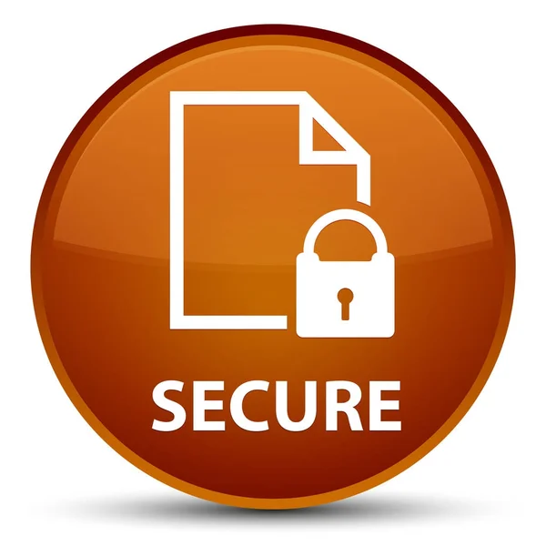 Secure (document page padlock icon) special brown round button — Stock Photo, Image