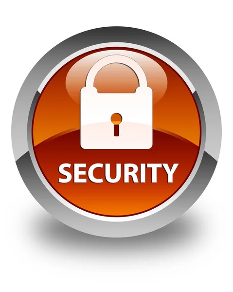 Security (padlock icon) glossy brown round button — Stock Photo, Image