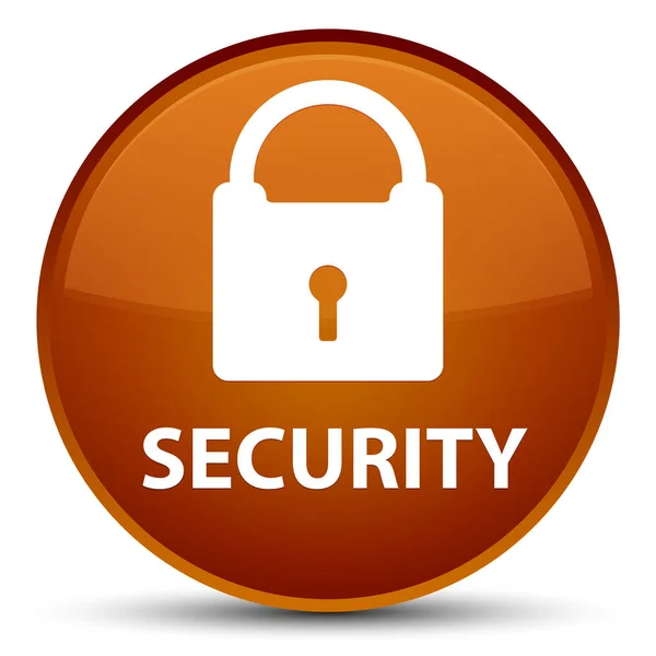 Segurança (ícone de cadeado) botão redondo marrom especial — Fotografia de Stock