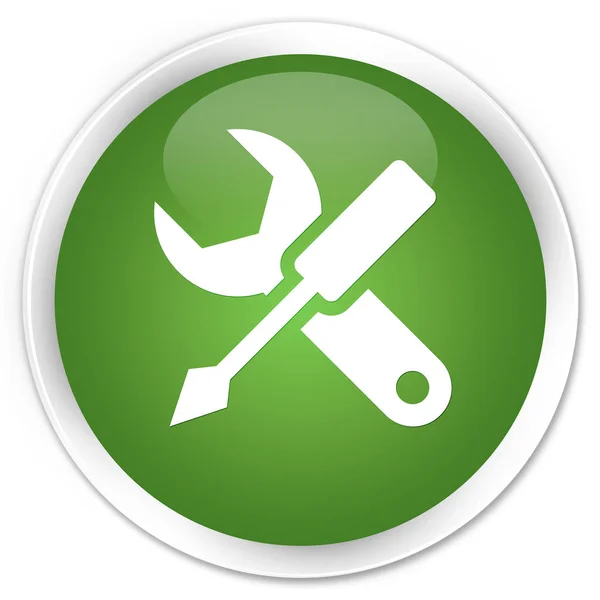 Configurações ícone premium botão redondo verde suave — Fotografia de Stock