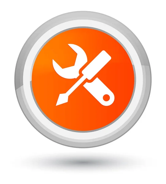 Configuración icono primer botón redondo naranja —  Fotos de Stock