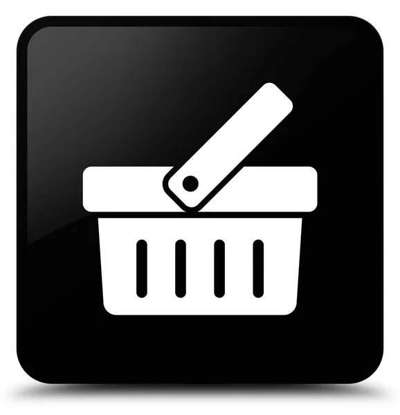 Shopping cart ikonen svart fyrkantig knapp — Stockfoto