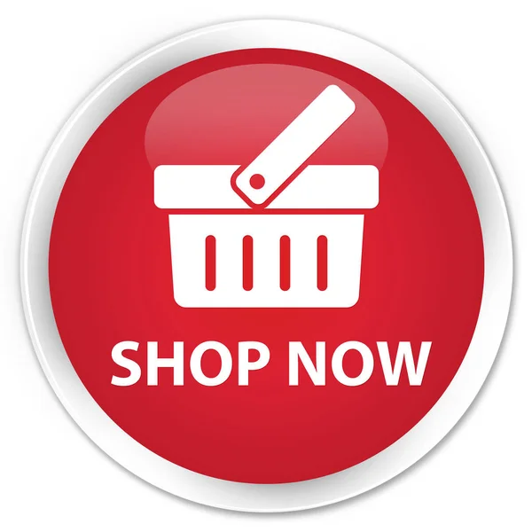 Shop now premium red round button — Stock Photo, Image