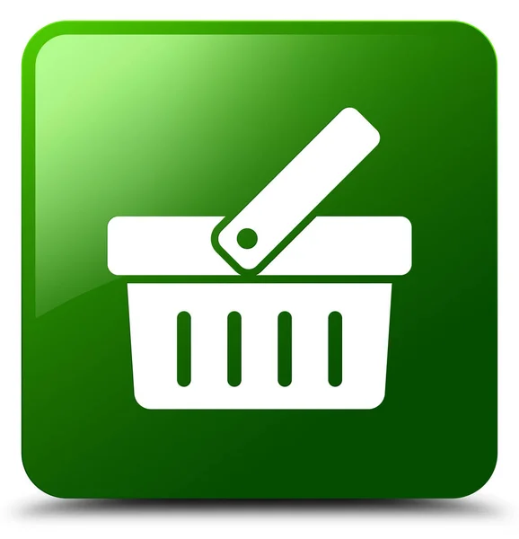 ショッピング カート アイコン緑四角ボタン — ストック写真