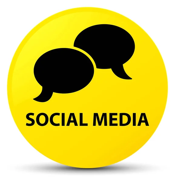 Mídia social (ícone de bolha de bate-papo) botão redondo amarelo — Fotografia de Stock