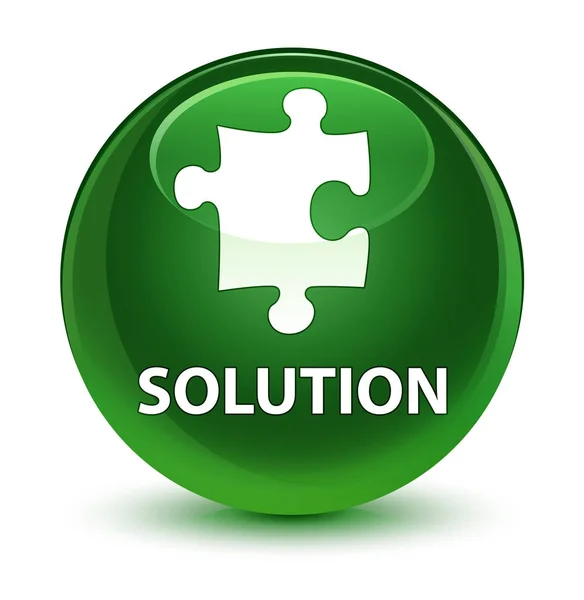 Solution (puzzle icon) glassy soft green round button — Stock Photo, Image