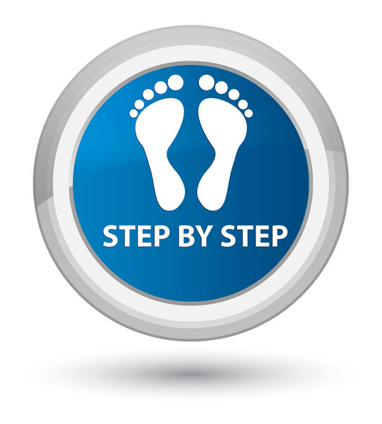 Step by step (footprint icon) prime blue round button