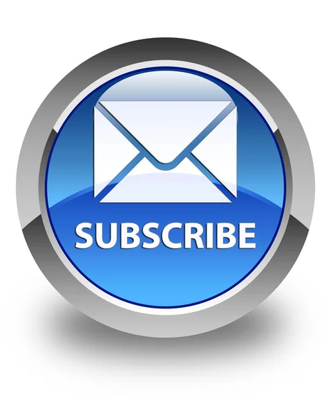 Assinar (ícone de e-mail) botão redondo azul brilhante — Fotografia de Stock