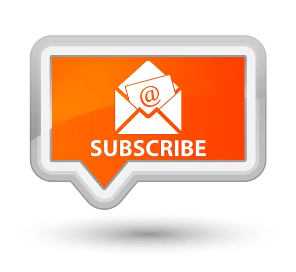 Assine (ícone de e-mail de newsletter) botão de banner laranja principal — Fotografia de Stock