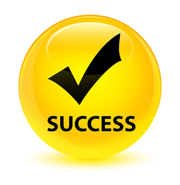 Успішна (правильна піктограма) скляна жовта кругла кнопка — стокове фото