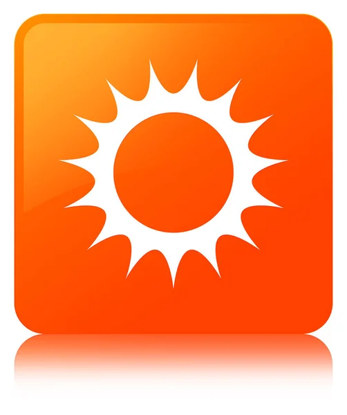 Ícone de sol botão quadrado laranja — Fotografia de Stock