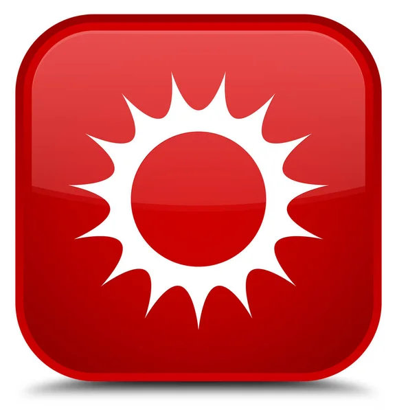 Ícone de sol botão quadrado vermelho especial — Fotografia de Stock