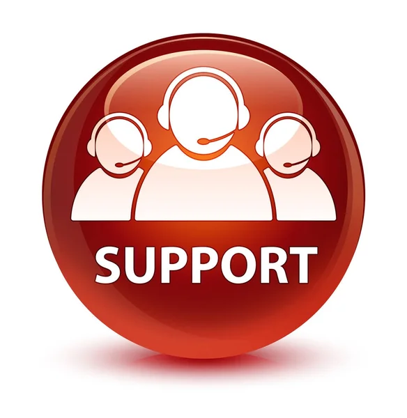 Support (customer care team icon) glassy brown round button