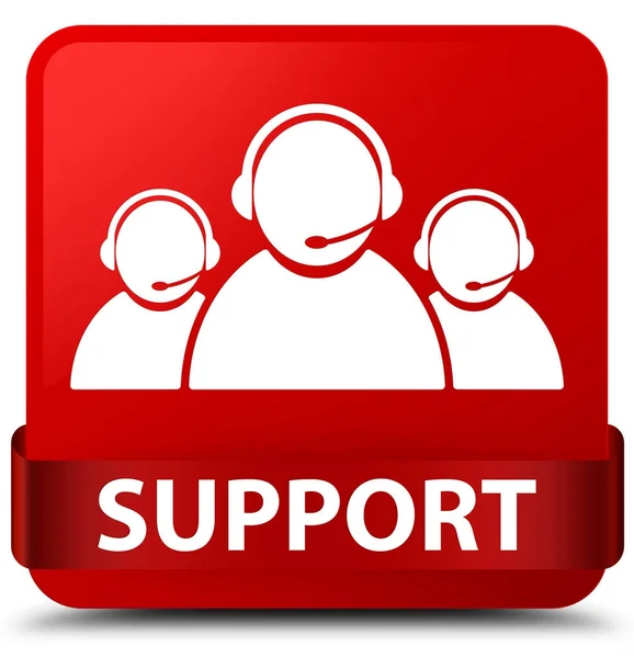 Поддержка (значок группы поддержки клиентов) Красная квадратная кнопка красная лента i — стоковое фото