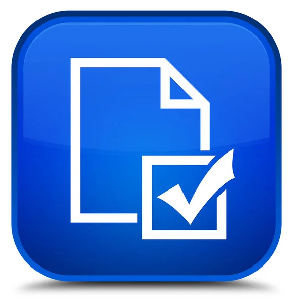 Undersökning ikonen speciella blå fyrkantiga knappen — Stockfoto