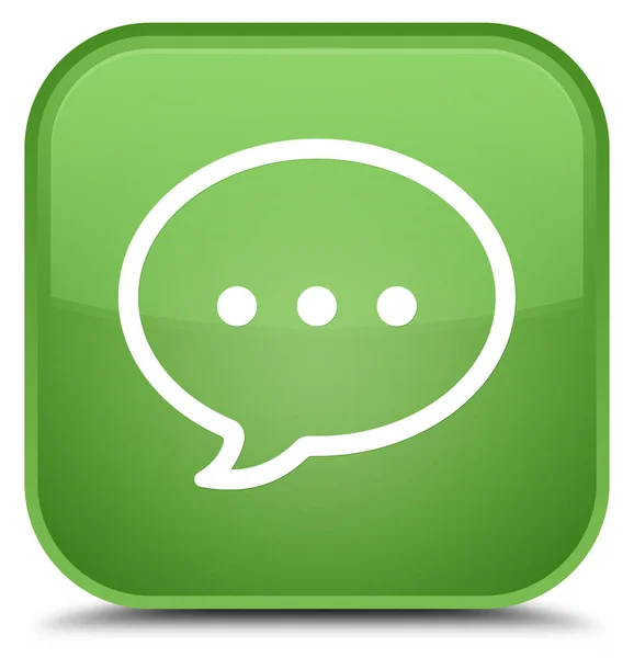 Разговор пузырь значок специальной мягкой зеленой квадратной кнопки — стоковое фото