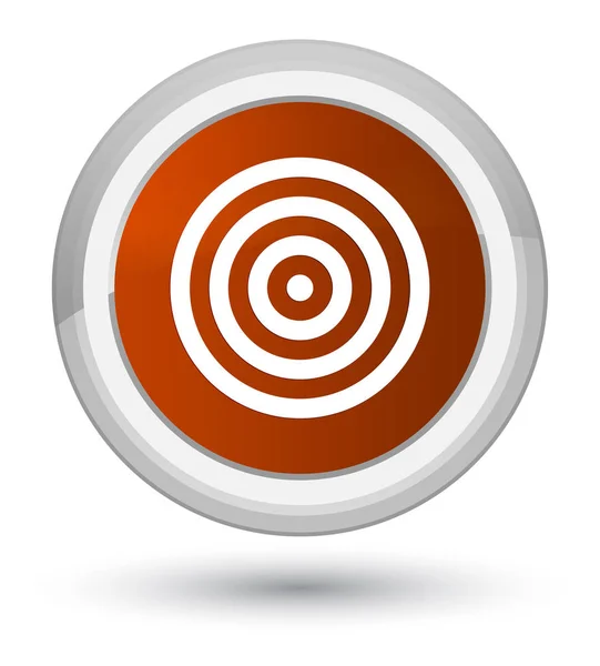 Icono blanco primer botón redondo marrón —  Fotos de Stock