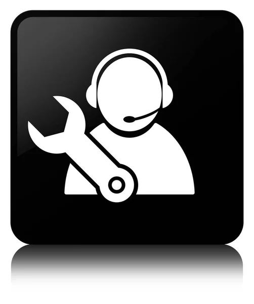 Tech support icon black square button — Stock Photo, Image