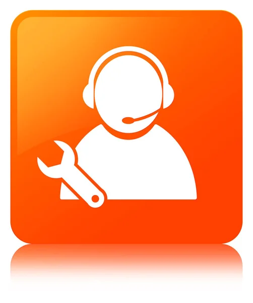 Tech support icon orange square button — Stock Photo, Image