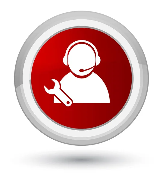 Icono de soporte técnico botón redondo rojo primo —  Fotos de Stock