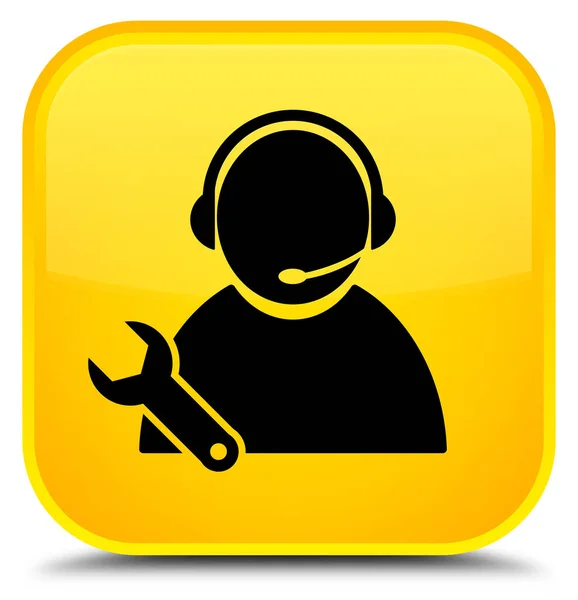 Icono de soporte técnico botón cuadrado amarillo especial — Foto de Stock
