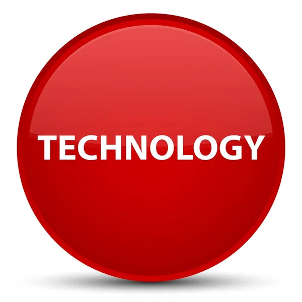 Technológia speciális piros kerek gomb — Stock Fotó