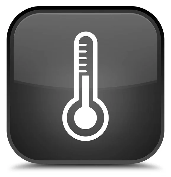 Ícone do termômetro botão quadrado preto especial — Fotografia de Stock