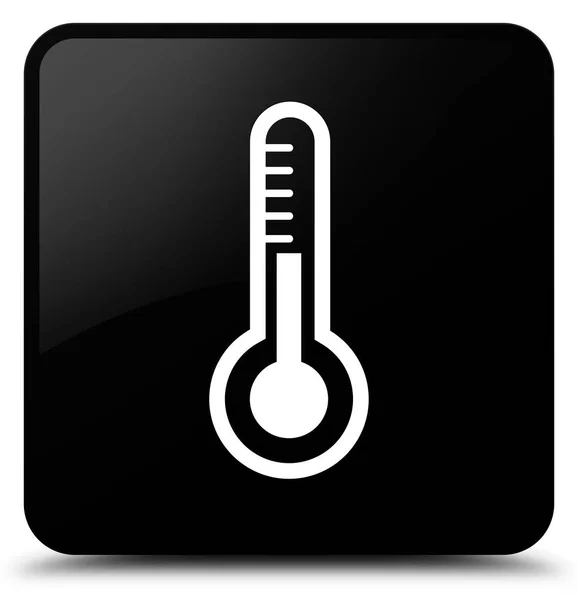 Ícone do termômetro botão quadrado preto — Fotografia de Stock