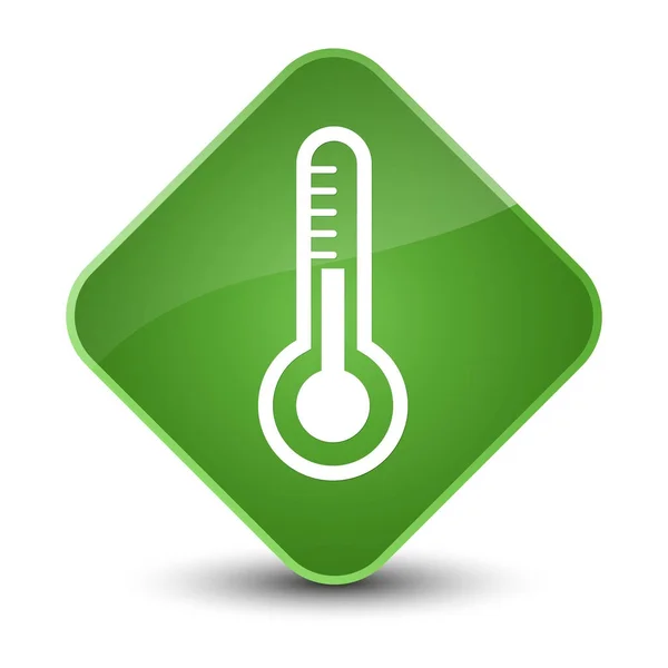 Ícone do termômetro elegante botão de diamante verde suave — Fotografia de Stock
