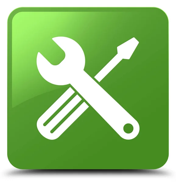 Nástroje ikonu měkký zelený čtvercové tlačítko — Stock fotografie