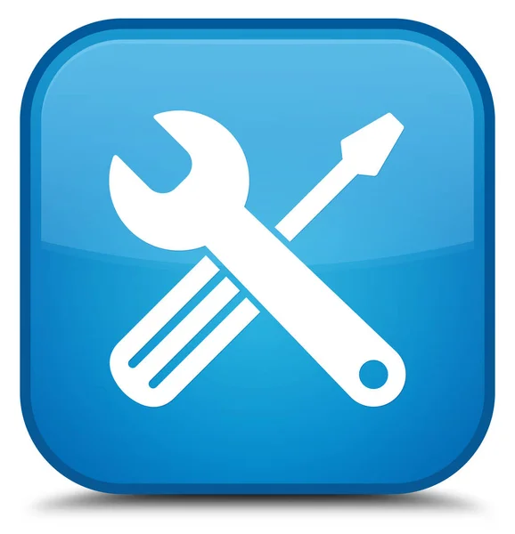Icono de herramientas botón cuadrado azul cian especial —  Fotos de Stock