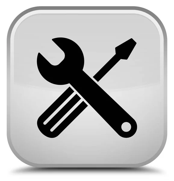 Eszközök ikonra különleges fehér négyzet gomb — Stock Fotó