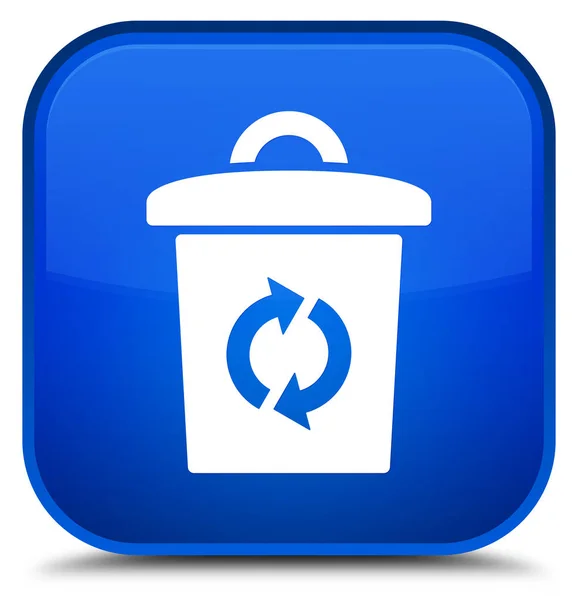 Çöp kutusu simgesini özel mavi kare düğme — Stok fotoğraf