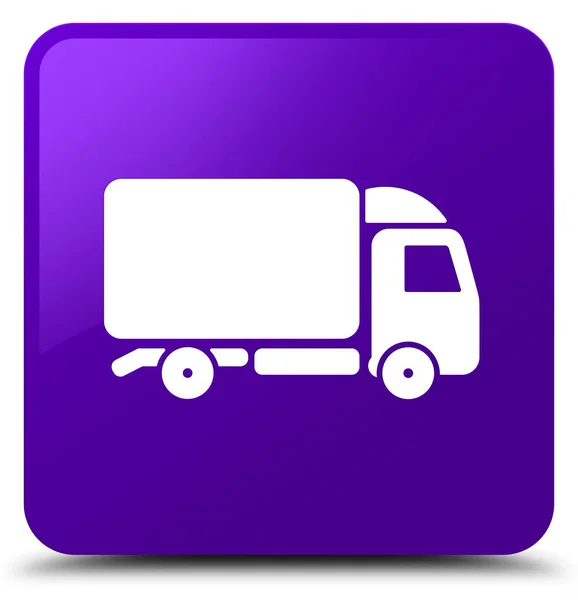 Camión icono púrpura botón cuadrado — Foto de Stock