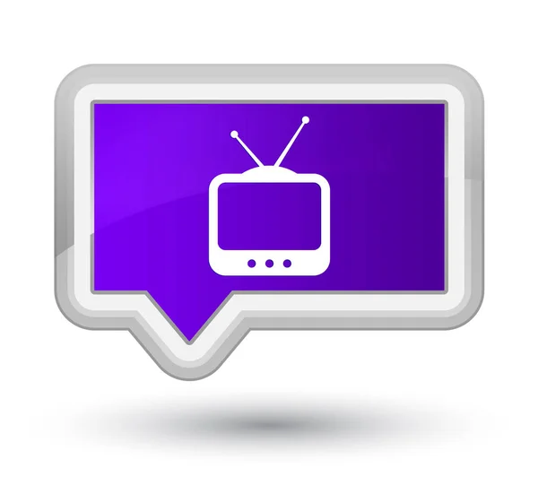 Knoop van de eerste paarse banner van het pictogram van de TV — Stockfoto