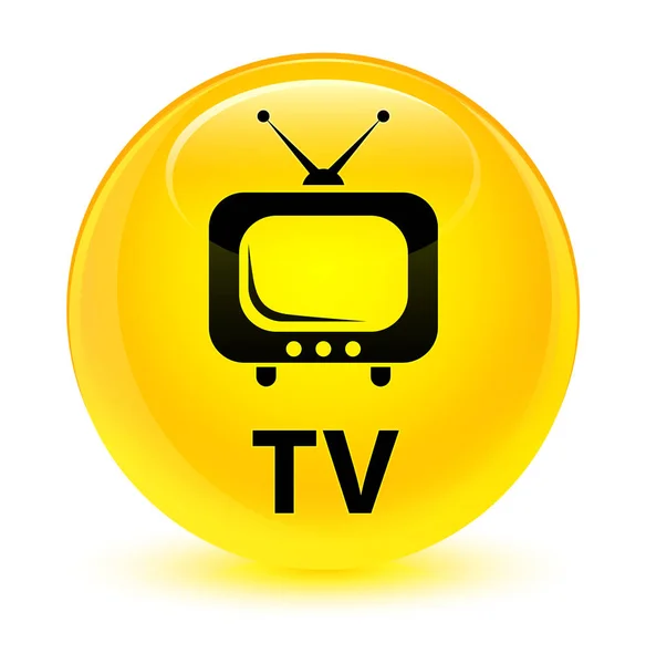 Желтая круглая кнопка телевизора — стоковое фото