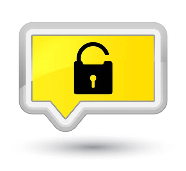 Unlock icon prime yellow banner button — Stock Photo, Image