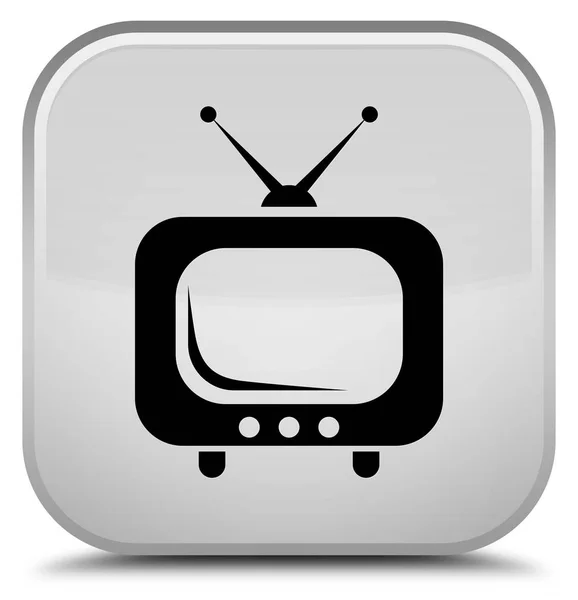 Tv 아이콘 특별 한 흰색 사각형 버튼 — 스톡 사진