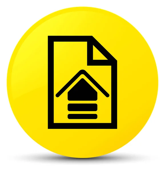 Uploaden documentpictogram gele ronde knop — Stockfoto
