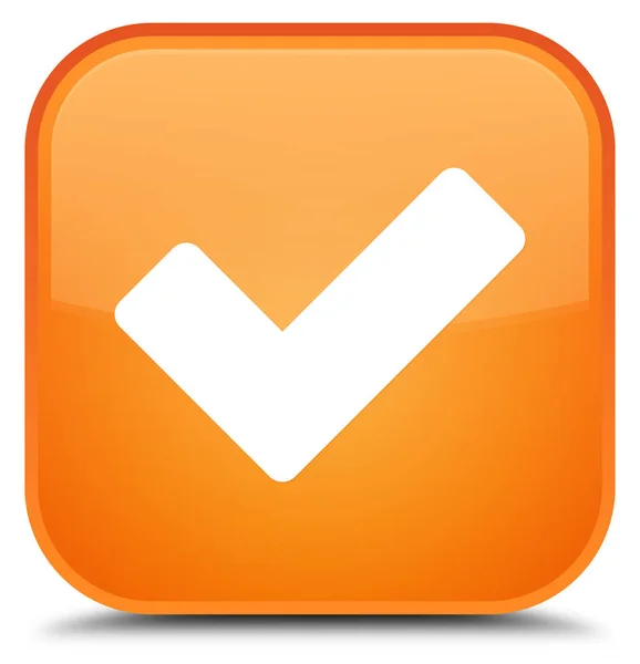 Validate icon special orange square button — Stock Photo, Image