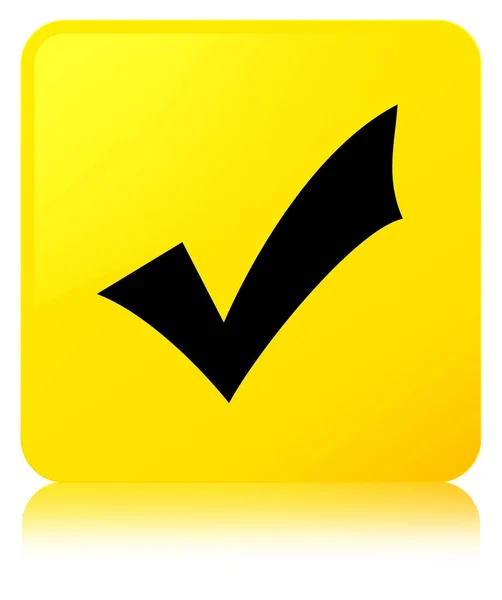 Sprawdzanie poprawności ikona żółtego przycisku kwadrat — Zdjęcie stockowe
