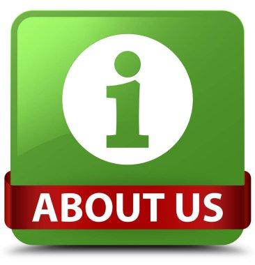 Hakkımızda yumuşak yeşil kare düğme kırmızı kurdele orta