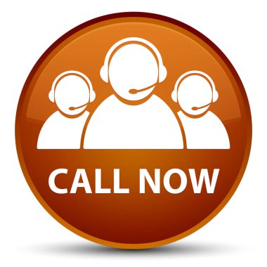 (Müşteri bakım ekibi simgesi) özel kahverengi yuvarlak şimdi düğme