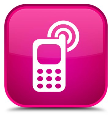 Cep telefonu zil simgesini özel pembe kare düğme
