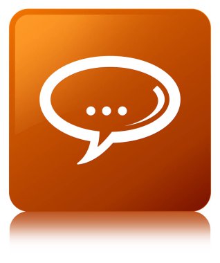 Sohbet simgesi kahverengi kare düğme