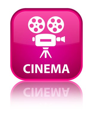 Sinema (video kamera simgesi) özel pembe kare düğme