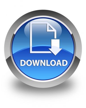 (Belge simgesi) parlak mavi yuvarlak düğme download